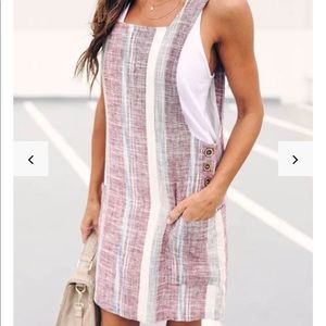 Linen pocket overall dress